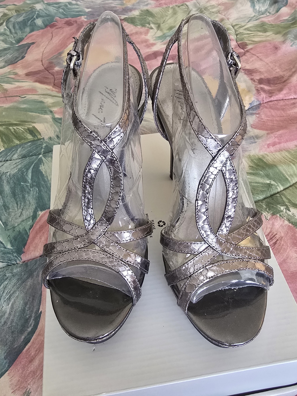 Marc Fisher Metallic Pewter Strappy Platform